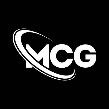 MCG logosu. MCG mektubu. MCG harf logosu tasarımı. Çember ve büyük harfli monogram logosuna bağlı baş harfler. Teknoloji, iş ve emlak markası için MCG tipografisi.