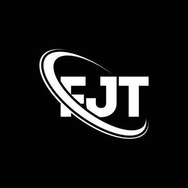 FJT logosu. FJT mektubu. FJT harf logosu tasarımı. Çember ve büyük harfli monogram logosuna bağlı FJT logosu. Teknoloji, iş ve emlak markası için FJT tipografisi.