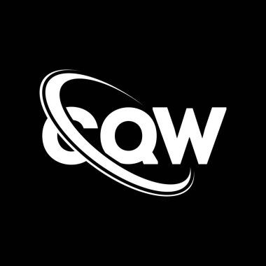 CQW logosu. CQW mektubu. CQW harf logosu tasarımı. Çember ve büyük harfli monogram logosuna bağlı baş harfler. Teknoloji, iş ve emlak markası için CQW tipografisi.