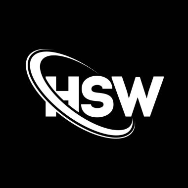 HSW logosu. HSW mektubu. HSW harf logosu tasarımı. Çember ve büyük harfli monogram logosuna bağlı HSW logosu. Teknoloji, iş ve emlak markası için HSW tipografisi.