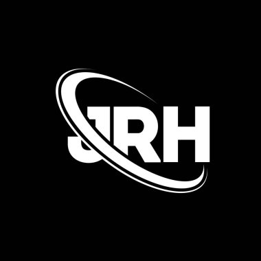 JRH logosu. JRH mektubu. JRH mektup logosu tasarımı. Çember ve büyük harfli monogram logosuyla birleştirilmiş JRH logosu. Teknoloji, iş ve emlak markası için JRH tipografisi.