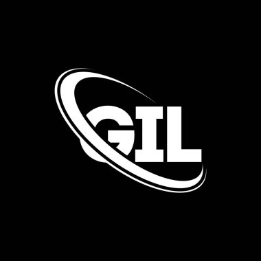 GIL logosu. GL mektubu. GIL harf logosu tasarımı. Çember ve büyük harfli monogram logosuyla birleştirilmiş GIL logosu. Teknoloji, iş ve emlak markası için GIL tipografisi.