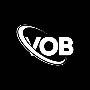 VOB logosu. Sesli harf. VOB harfli logo tasarımı. Çember ve büyük harfli monogram logosuna bağlı ilk VOB logosu. Teknoloji, iş ve emlak markası VOB tipografisi.