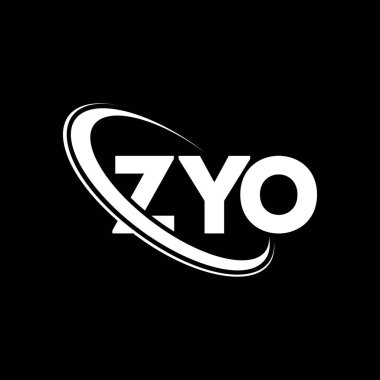 ZYO logosu. ZYO mektubu. ZYO harf logosu tasarımı. Çember ve büyük harfli monogram logosuna bağlı ZYO logosu. Teknoloji, iş ve emlak markası için ZYO tipografisi.