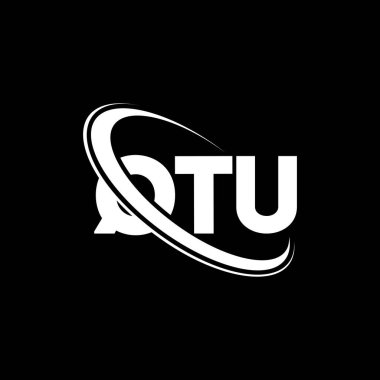 QTU logosu. QTU harfi. QTU harf logosu tasarımı. Çember ve büyük harfli monogram logosuna bağlı QTU logosu. Teknoloji, iş ve emlak markası için QTU tipografisi.