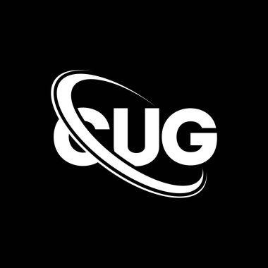 CUG logosu. Şirin bir mektup. CUG harf logosu tasarımı. Çember ve büyük harfli monogram logosuyla birleştirilmiş CUG logosu. Teknoloji, iş ve emlak markası için CUG tipografisi.