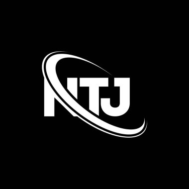 NTJ logosu. NTJ mektubu. NTJ mektup logosu tasarımı. Çember ve büyük harfli monogram logosuyla NTJ logosunun baş harfleri. Teknoloji, iş ve emlak markası için NTJ tipografisi.