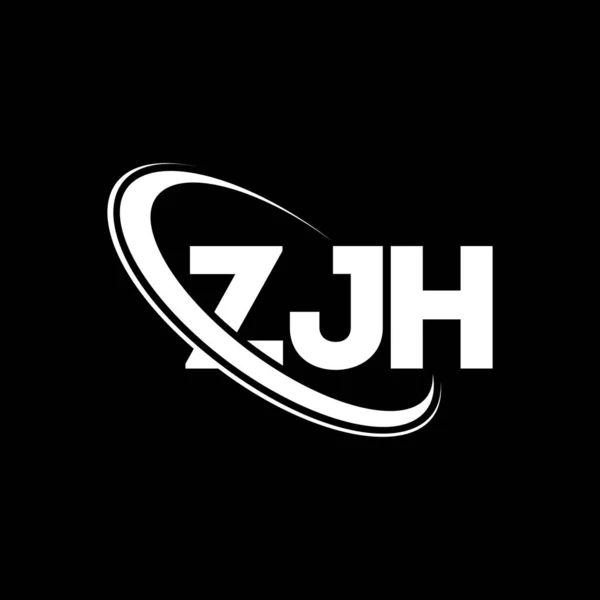 Zjhロゴ Zjhの手紙 Zjhレターロゴデザイン 初期のZjhロゴはサークルと大文字のモノグラムロゴにリンクされています テクノロジー ビジネス 不動産ブランドのためのZjhタイポグラフィ — ストックベクタ