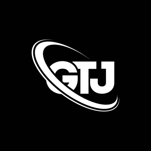 Gtj Logosu Gtj Mektubu Gtj Harf Logosu Tasarımı Çember Büyük — Stok Vektör