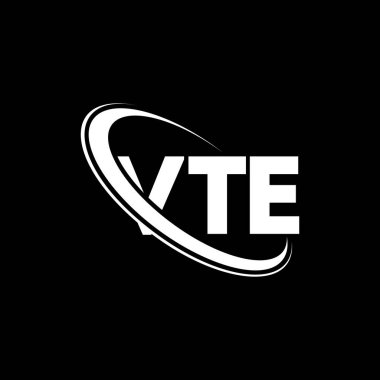 VTE logosu. VTE mektubu. VTE mektup logosu tasarımı. Çember ve büyük harfli monogram logosuna bağlı baş harfler VTE logosu. Teknoloji, iş ve emlak markası için VTE tipografisi.