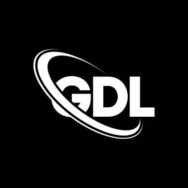 GDL logosu. GDL mektubu. GDL harf logosu tasarımı. Çember ve büyük harfli monogram logosuyla birleştirilmiş GDL logosu. Teknoloji, iş ve emlak markası için GDL tipografisi.