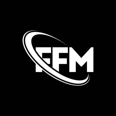 FFM logosu. FFM mektubu. FFM harf logosu tasarımı. Çember ve büyük harfli monogram logosuyla birleştirilmiş FFM logosu. Teknoloji, iş ve emlak markası için FFM tipografisi.