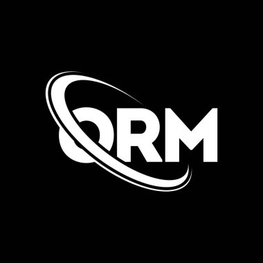 Orm logosu. Ameliyathane mektubu. ORM harf logosu tasarımı. Çember ve büyük harfli monogram logosuna bağlı olan ORM logosu. ORM teknoloji, iş ve emlak markası tipografisi.