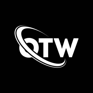 OTW logosu. OTW mektubu. OTW harf logosu tasarımı. Çember ve büyük harfli monogram logosuna bağlı OTW logosu. Teknoloji, iş ve emlak markası için OTW tipografisi.