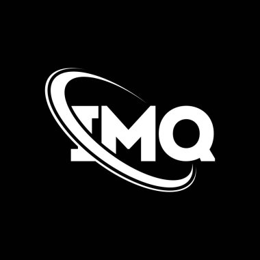 IMQ logosu. IMQ mektubu. IMQ harfi logo tasarımı. Çember ve büyük harfli monogram logosuna bağlı IMQ logosu. Teknoloji, iş ve emlak markaları için IMQ tipografisi.