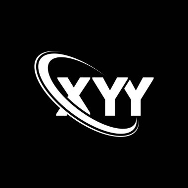 XYY logosu. XYY mektubu. XYY harf logosu tasarımı. Çember ve büyük harfli monogram logosuyla birleştirilmiş XYY logosu. Teknoloji, iş ve emlak markası için XYY tipografisi.