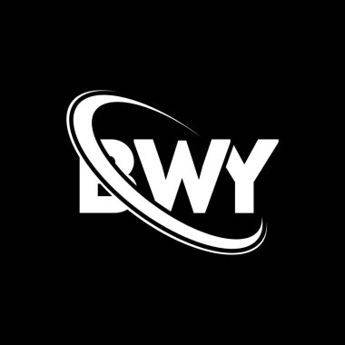 BWY logosu. Sakso mektubu. BWY harf logosu tasarımı. Çember ve büyük harfli monogram logosuyla birleştirilmiş BWY logosu. Teknoloji, iş ve emlak markası için BWY tipografisi.