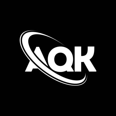 AQK logosu. AQK mektubu. AQK harf logosu tasarımı. Çember ve büyük harfli monogram logosuyla birleştirilmiş AQK logosu. Teknoloji, iş ve emlak markası için AQK tipografisi.