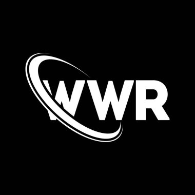 WWR logosu. WWR mektubu. WWR harf logosu tasarımı. Çember ve büyük harfli monogram logosuna bağlı WWR logosu. WWR teknoloji, iş ve gayrimenkul markası tipografisi.