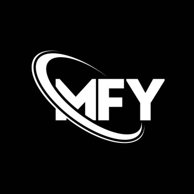 MFY logosu. MFY mektubu. MFY harf logosu tasarımı. Çember ve büyük harfli monogram logosuna bağlı baş harfler. Teknoloji, iş ve emlak markası için MFY tipografisi.