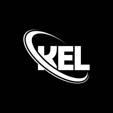 KEL logosu. KEL mektubu. KEL harfli logo tasarımı. Çember ve büyük harfli monogram logosuna bağlı baş harfler KEL logosu. Teknoloji, iş ve emlak markası için KEL tipografisi.