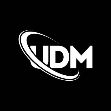 UDM logosu. UDM mektubu. UDM harf logosu tasarımı. Çember ve büyük harfli monogram logosuna bağlı baş harfler UDM logosu. Teknoloji, iş ve emlak markası için UDM tipografisi.