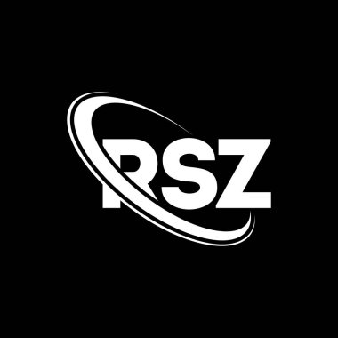 RSZ logosu. RSZ harfi. RSZ harf logosu tasarımı. Çember ve büyük harfli monogram logosuna bağlı RSZ logosu. Teknoloji, iş ve emlak markası için RSZ tipografisi.
