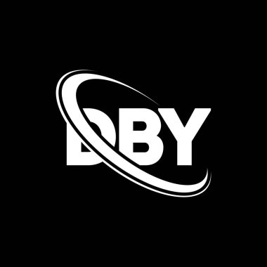 DBY logosu. Dby mektubu. DBY mektup logosu tasarımı. Daire ve büyük harfli monogram logosuna bağlı DBY logosu. Teknoloji, iş ve emlak markası için DBY tipografisi.