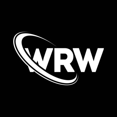 WRW logosu. WRW mektubu. WRW harfli logo tasarımı. Çember ve büyük harfli monogram logosuna bağlı WRW logosu. Teknoloji, iş ve emlak markası için WRW tipografisi.