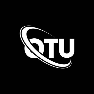 OTU logosu. OTU mektubu. OTU mektup logosu tasarımı. Çember ve büyük harfli monogram logosuna bağlı baş harfler OTU logosu. Teknoloji, iş ve emlak markası için OTU tipografisi.