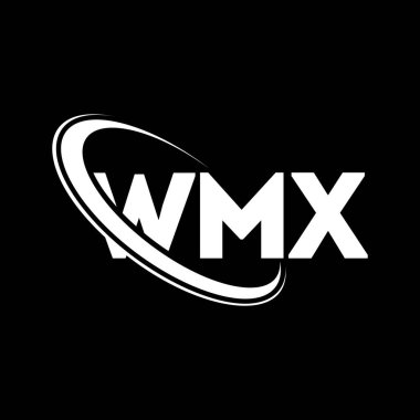 WMX logosu. WMX mektubu. WMX harfli logo tasarımı. Çember ve büyük harfli monogram logosuna bağlı baş harfler WMX logosu. Teknoloji, iş ve emlak markası için WMX tipografisi.