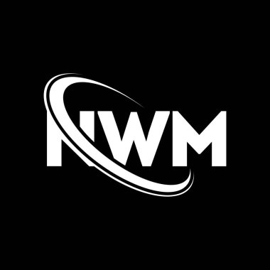 NWM logosu. NWM mektubu. NWM mektup logosu tasarımı. Çember ve büyük harfli monogram logosuna bağlı NWM logosu. Teknoloji, iş ve emlak markası için NWM tipografisi.