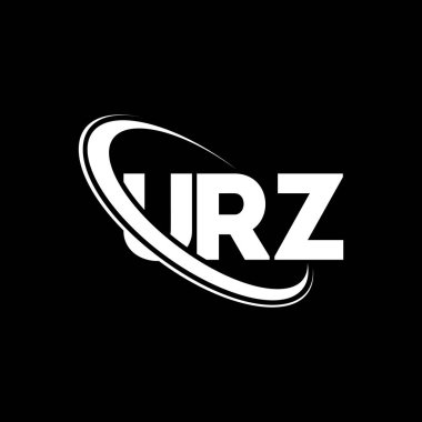 URZ logosu. URZ mektubu. URZ harfi logo tasarımı. Çember ve büyük harfli monogram logosuna bağlı URZ logosu. Teknoloji, iş ve emlak markası için URZ tipografisi.