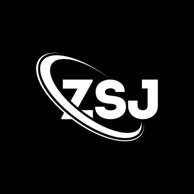 ZSJ logosu. ZSJ mektubu. ZSJ harf logosu tasarımı. Çember ve büyük harfli monogram logosuna bağlı baş harfler ZSJ logosu. Teknoloji, iş ve emlak markası için ZSJ tipografisi.