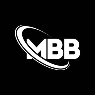 MBB logosu. B.B. mektubu. MBB harfi logo tasarımı. Çember ve büyük harfli monogram logosuyla birleştirilmiş MBB logosu. Teknoloji, iş ve emlak markası için MBB tipografisi.