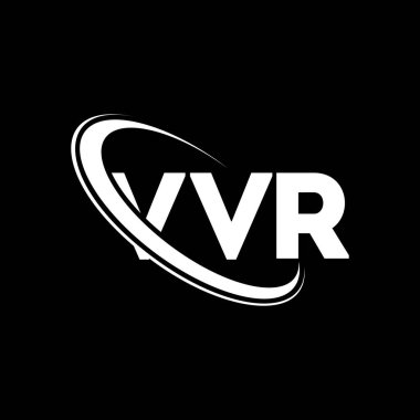 Video oynatıcı logosu. Video kayıt cihazı. VVVR harf logosu tasarımı. Çember ve büyük harfli monogram logosuna bağlı VVR logosu. Teknoloji, iş ve emlak markası için VVR tipografisi.