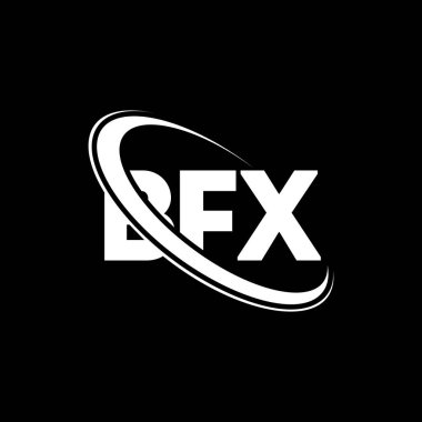 BFX logosu. BFX mektubu. BFX harfli logo tasarımı. Çember ve büyük harfli monogram logosuyla birleştirilmiş BFX logosu. Teknoloji, iş ve emlak markası için BFX tipografisi.