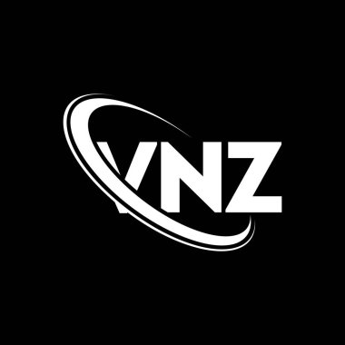 VNZ logosu. VNZ harfi. VNZ harf logosu tasarımı. Çember ve büyük harfli monogram logosuna bağlı VNZ logosu. Teknoloji, iş ve emlak markası için VNZ tipografisi.