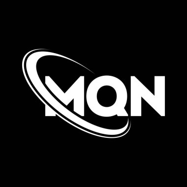 MQN logosu. MQN harfi. MQN harf logosu tasarımı. Çember ve büyük harfli monogram logosuna bağlı baş harfler MQN. Teknoloji, iş ve emlak markası için MQN tipografisi.