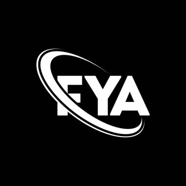 FYA logosu. FYA mektubu. FYA mektup logosu tasarımı. Çember ve büyük harfli monogram logosuna bağlı FYA logosu. Teknoloji, iş ve emlak markası için FYA tipografisi.