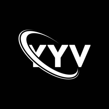 YYV logosu. YYV harfi. YYV harf logosu tasarımı. Çember ve büyük harfli monogram logosuyla birleştirilmiş YYV logosu. Teknoloji, iş ve emlak markası için YYV tipografisi.