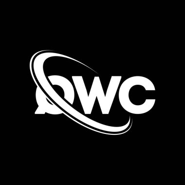 QWC logosu. QWC mektubu. QWC harf logosu tasarımı. Çember ve büyük harfli monogram logosuna bağlı baş harfler QWC logosu. Teknoloji, iş ve emlak markası için QWC tipografisi.