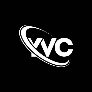 YVC logosu. YVC mektubu. YVC harf logosu tasarımı. Çember ve büyük harfli monogram logosuyla birleştirilmiş YVC logosu. Teknoloji, iş ve emlak markası için YVC tipografisi.