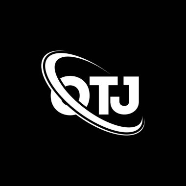 OTJ logosu. OTJ mektubu. OTJ harf logosu tasarımı. Çember ve büyük harfli monogram logosuna bağlı baş harfler OTJ logosu. Teknoloji, iş ve emlak markası için OTJ tipografisi.