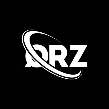 QRZ logosu. QRZ harfi. QRZ harf logosu tasarımı. Çember ve büyük harfli monogram logosuna bağlı QRZ logosu. Teknoloji, iş ve emlak markası için QRZ tipografisi.