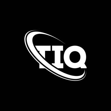 TIQ logosu. TIQ mektubu. TIQ harfi logo tasarımı. Çember ve büyük harfli monogram logosuna bağlı TIQ logosu. Teknoloji, iş ve emlak markası için TIQ tipografisi.