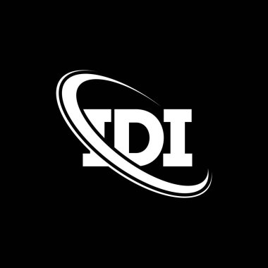 IDI logosu. IDI mektubu. IDI harf logosu tasarımı. Daire ve büyük harfli monogram logosuna bağlı ilk IDI logosu. Teknoloji, iş ve emlak markası için IDI tipografisi.