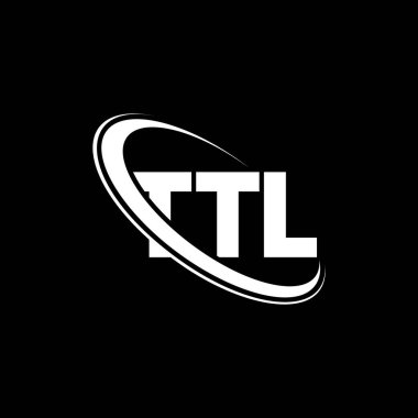 TTL logosu. TTL mektubu. TTL mektup logosu tasarımı. Çember ve büyük harfli monogram logosuna bağlı TTL logosu. Teknoloji, iş ve emlak markası için TTL tipografisi.