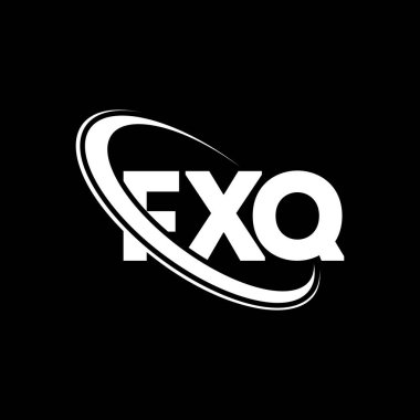 FXQ logosu. FXQ harfi. FXQ harf logosu tasarımı. Çember ve büyük harfli monogram logosuna bağlı FXQ logosu. Teknoloji, iş ve emlak markası için FXQ tipografisi.