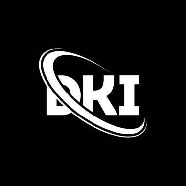 DKI logosu. DKI mektubu. DKI harf logosu tasarımı. Daire ve büyük harfli monogram logosuna bağlı DKI logosu. Teknoloji, iş ve emlak markası için DKI tipografisi.